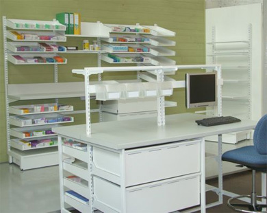 BY_2D Two Module Double Sided Pharmacy Work Station