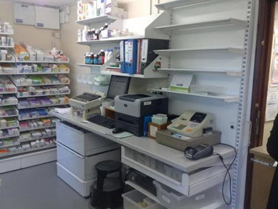 Y Pharmacy Drawers in Shelving Unit