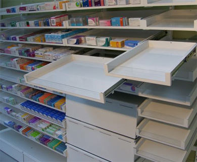Pharmacy Pullout Shelving System