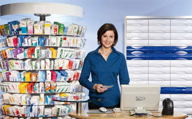 RZ Pharmacy Round Shelf Combined with Drawers